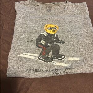 Polo by Ralph Lauren Gray Tee with Bear Graphic